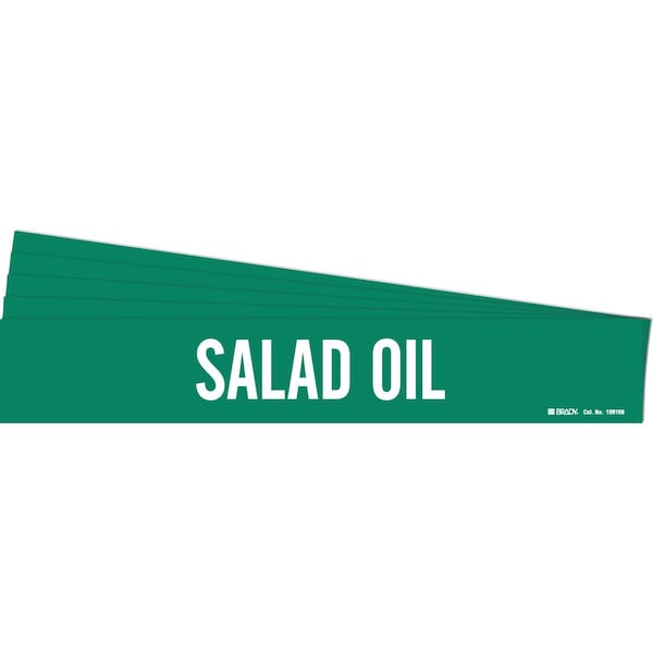 SALAD OIL Pipe Marker Style 1 White on Green 1 per Card, 5 PK